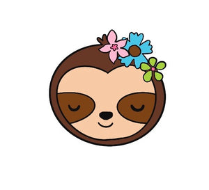 Sloth Head with Florals