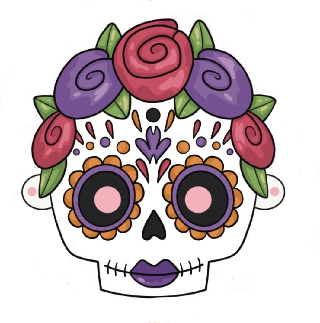 Day of Dead Skull with Floral Crown